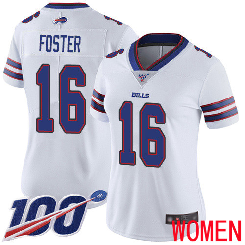 Women Buffalo Bills #16 Robert Foster White Vapor Untouchable Limited Player 100th Season NFL Jersey->women nfl jersey->Women Jersey